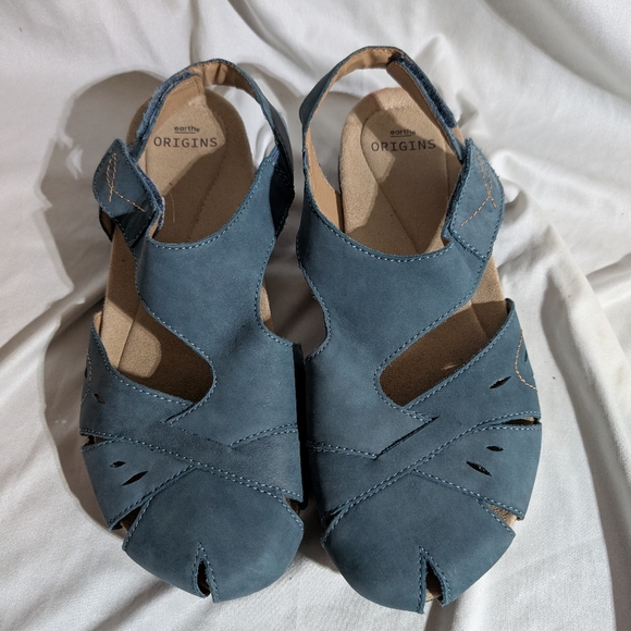 Earth Origins Sandals Womens Size 10 W Teal Suede Birdine Comfort Slingback - Picture 2 of 9